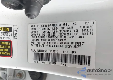 2014 Honda Cr-V Lx from USA, damaged, VIN 5J6RM3H32EL030032